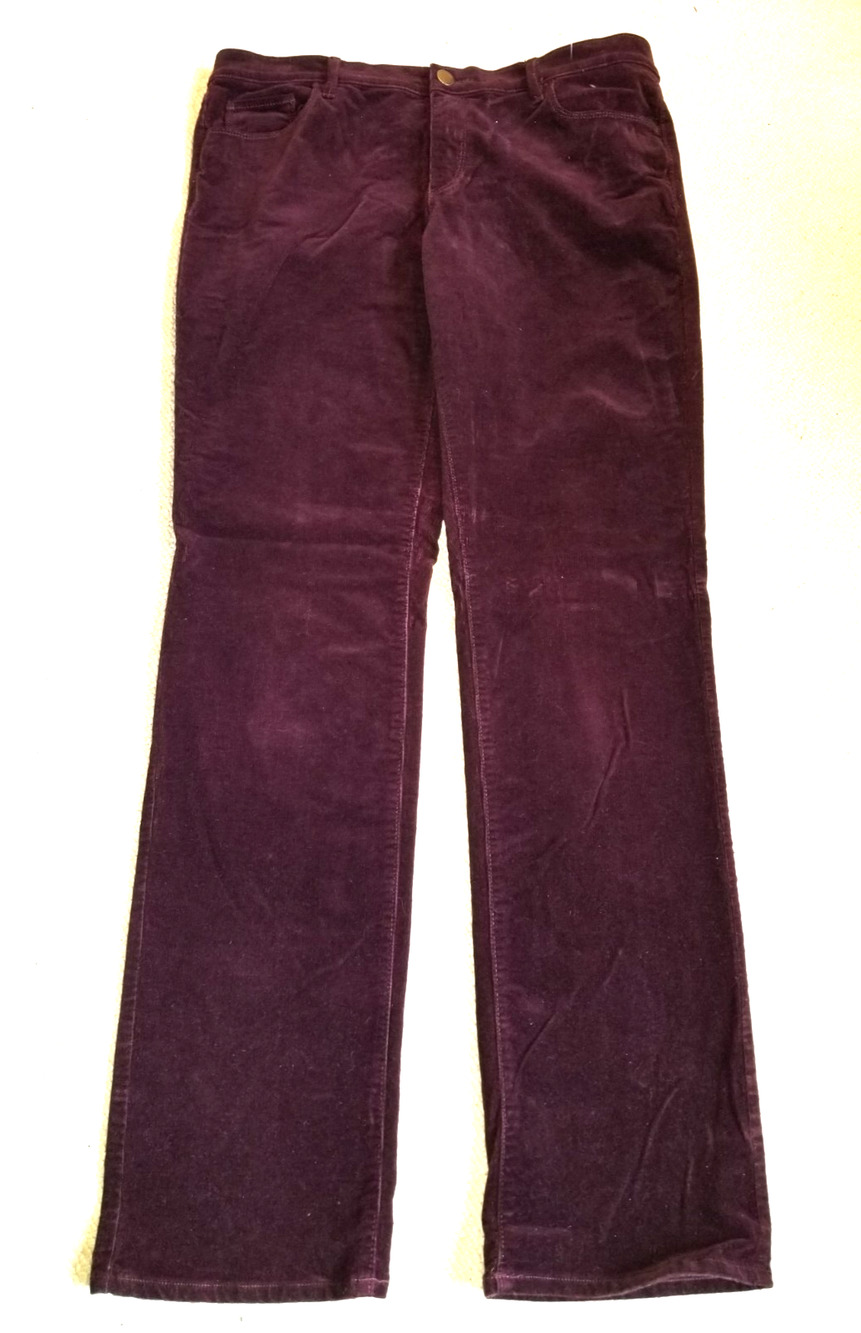 Womens Pants-ANN TAYLOR LOFT-burgundy corduroy "Modern Straight"-32/14 T